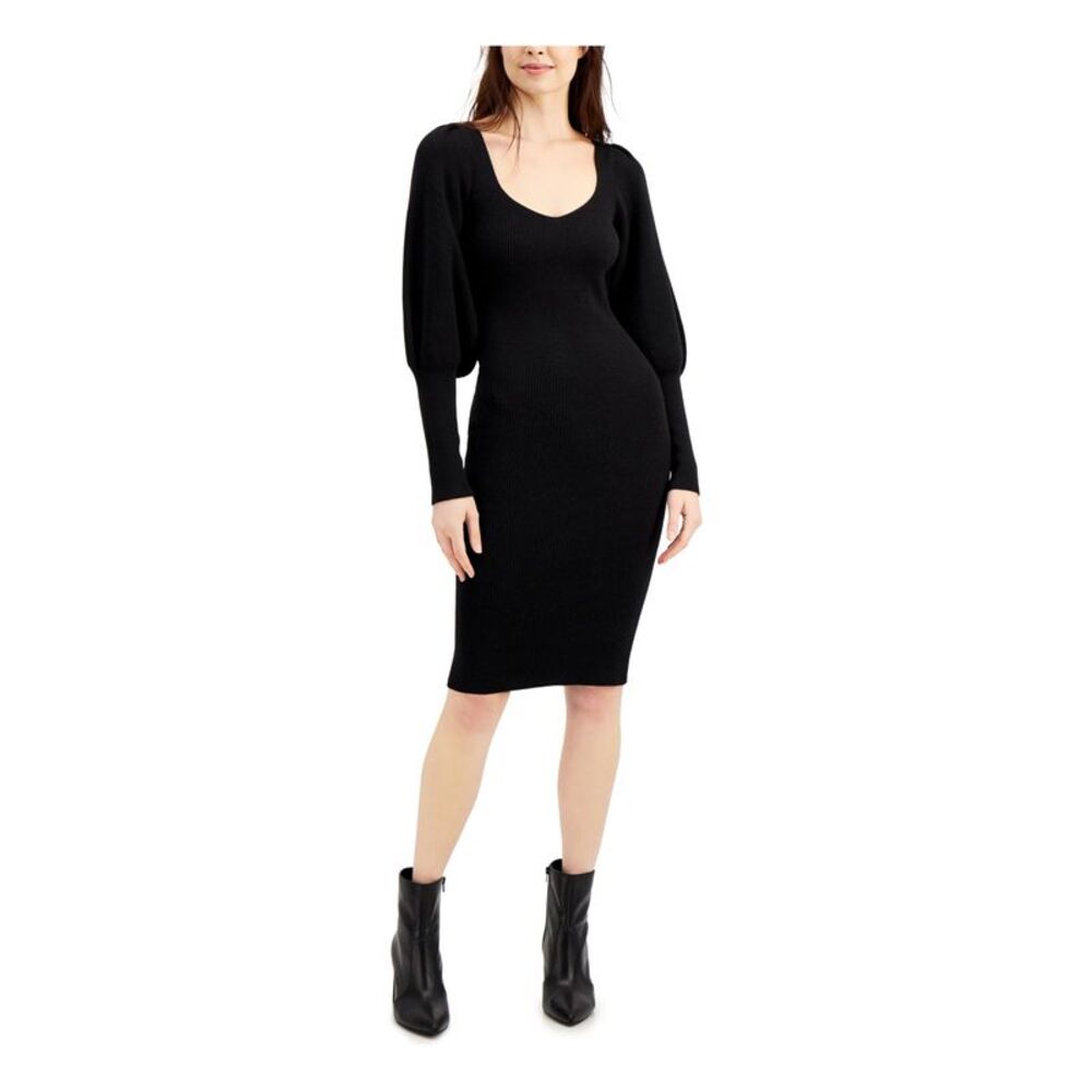 FRENCH CONNECTION Womens Scoop Neck Knee Length Body Con Dress